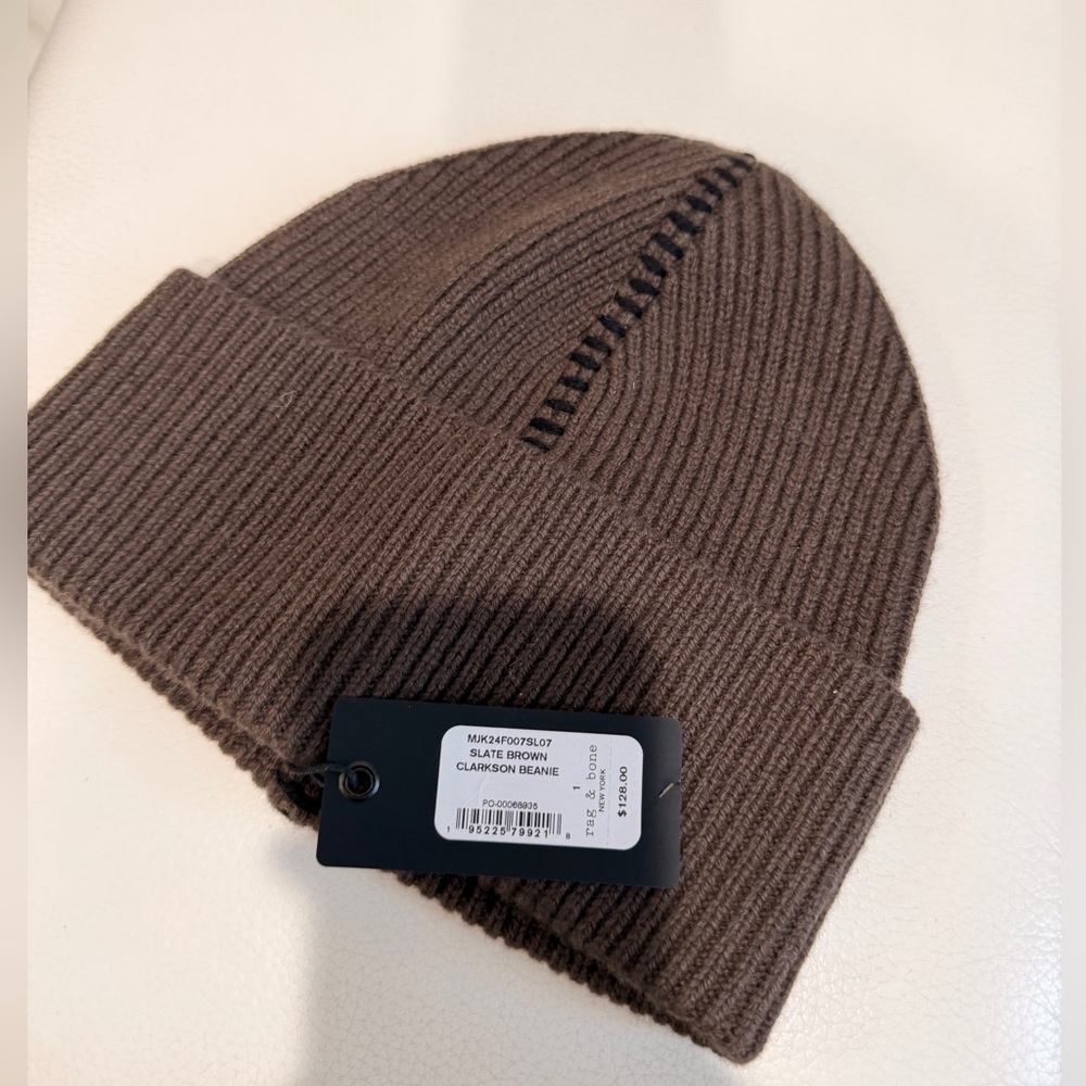 NWT Rag & Bone Slate Brown Clarkson Beanie